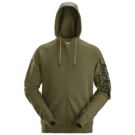 Snickers 2895 Logo Full-Zip Hoodie Khaki Green