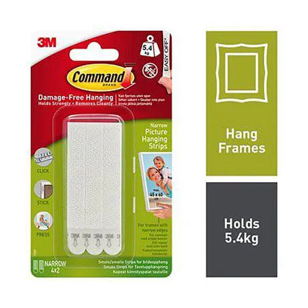 3M Command Narrow Picture Hanging Strips (4 Pack)