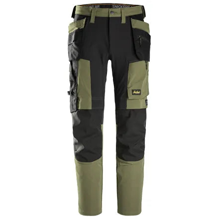 Snickers 6218 AllroundWork Stretch Trousers in Khaki Green/Black
