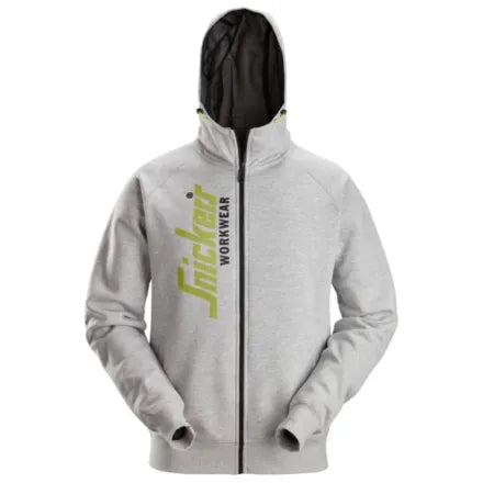 Snickers 2846 Logo Full-Zip Hoodie Grey Melange