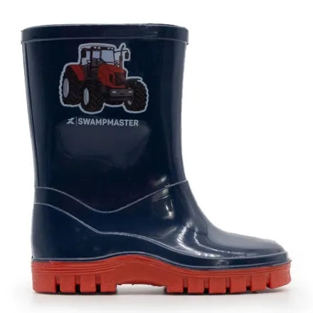 Swampmaster Junior Tractor Wellington Boot Navy / Red