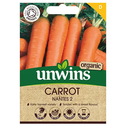 Unwins Organic Carrot Nantes 2 Seeds