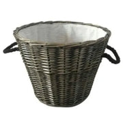 Wicker Basket Round Grey